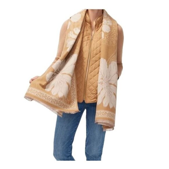 Chico's Large Floral Jacquard OblongLarge Scarf New $49 Romantic - Picture 3 of 9